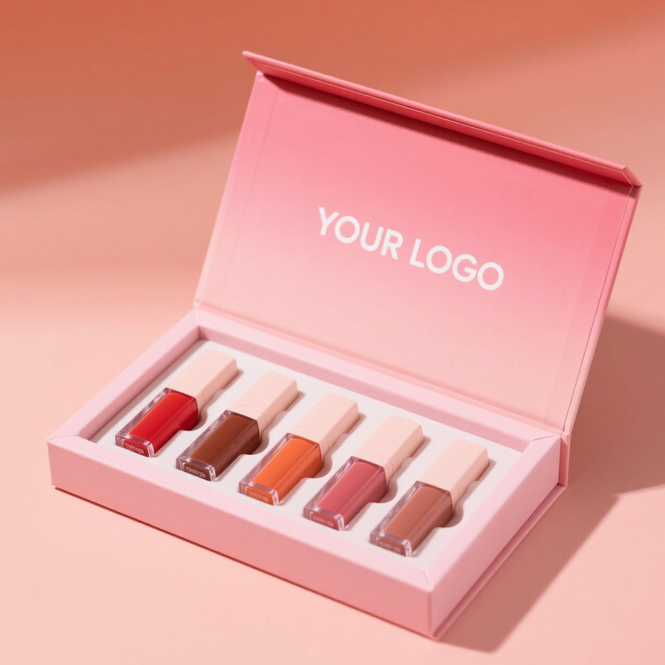 High Custom Luxury Embossed Logo Printed Mini Sugar Lipstick Box Luxury Coated Paper Tube for Lipstick with Magnetic Closure