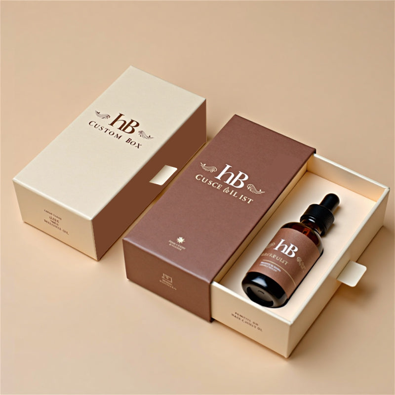 Luxury Custom Fashion Tincture Cardboard Drawer Box 30ml Essential Oil Dropper Bottle Skincare Packaging Beard Hair Oil Box