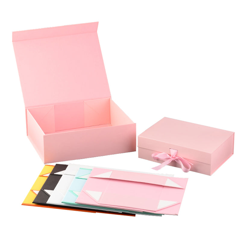 Custom Logo Printed Paper Rigid Cardboard Clothing Shoe Packaging Ribbon Magnetic Closure Folding Foldable Gift Boxes