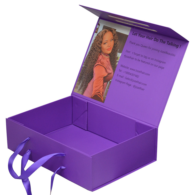 Custom Logo Luxury Ribbon Hair Extensions Box Wig Packaging Magnetic Box