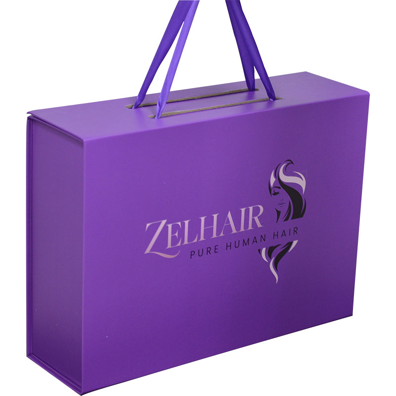 Custom Logo Luxury Ribbon Hair Extensions Box Wig Packaging Magnetic Box