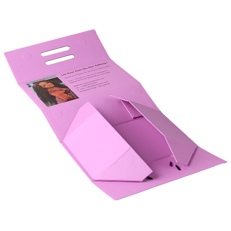 Luxury Braids Wig Set with Ribbon Custom logo Magnetic Folding Gift Paper Hair Extension Packaging Box Wig Box