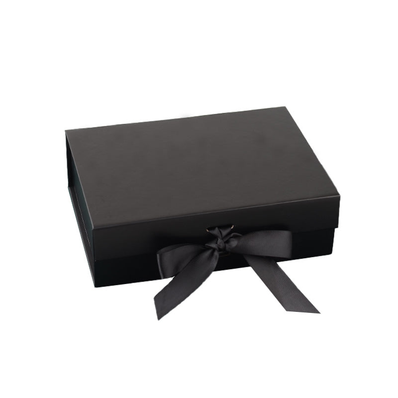 Wholesale Custom Black Packaging Box Gift Box Paper Magnet Folding Custom Boxes with logo Packaging with Black Ribbon