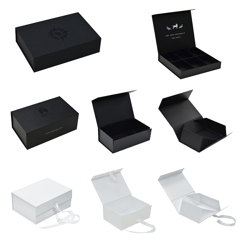 Custom Logo Printed Paper Rigid Cardboard Clothing Shoe Packaging Ribbon Magnetic Closure Folding Foldable Gift Boxes