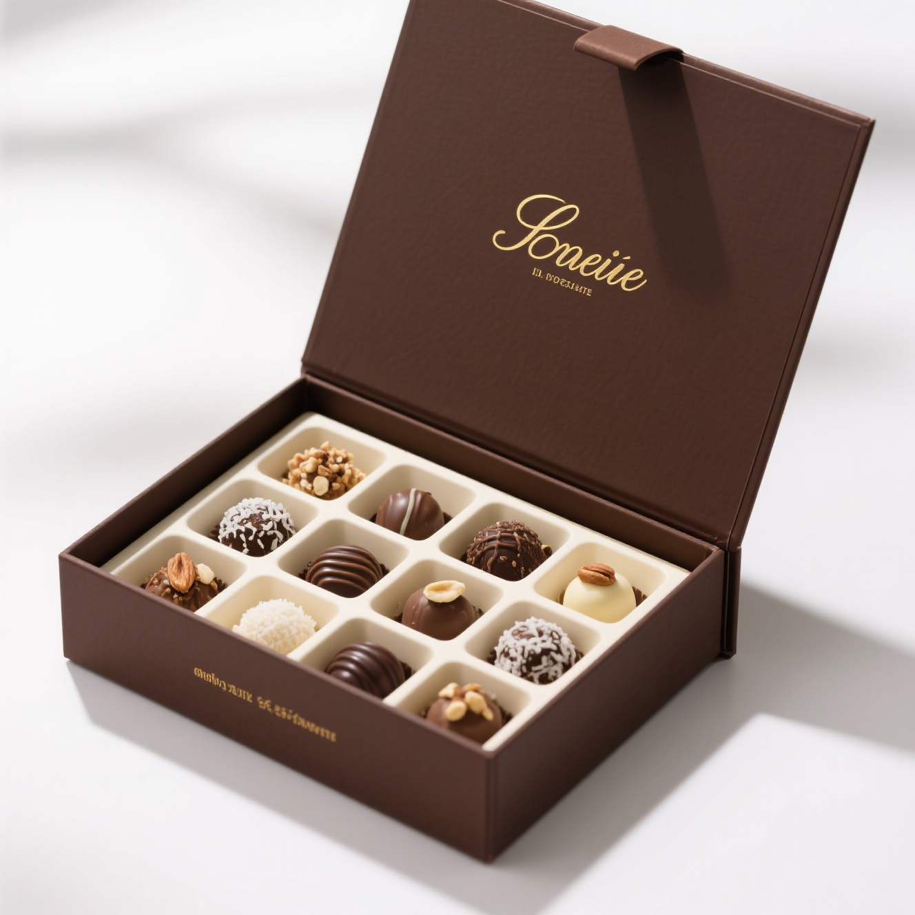 Custom Recyclable Compartment Chocolate Paper Box Multi-Slot Chocolate Packaging Box for Gift or Holiday Display Use