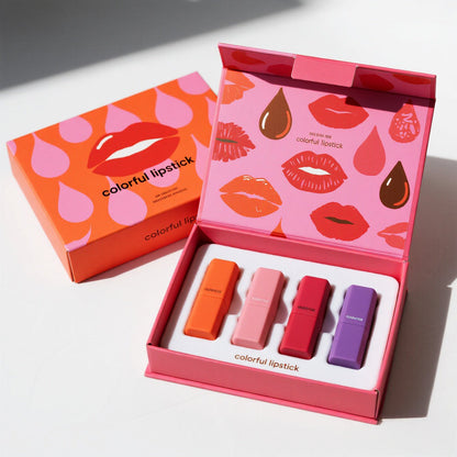 Rigid Magnetic Box Packaging Lipstick Set Full Colors Paper Lipstick Two Piece Box Rigid Lipstick Packaging for Display