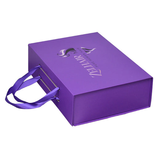 Custom Logo Luxury Ribbon Hair Extensions Box Wig Packaging Magnetic Box