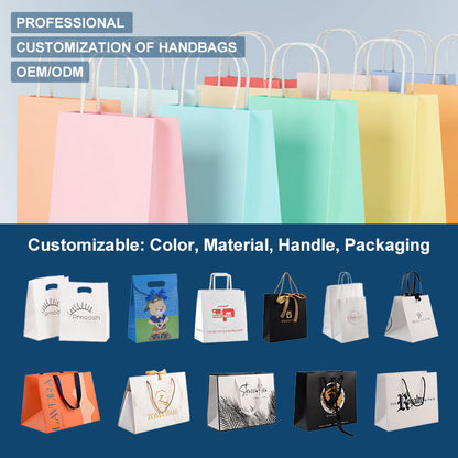 Custom Made Luxurious Packaging Paper Bag with Handle White Black Shopping Gift Paper Bags with Your Own logo