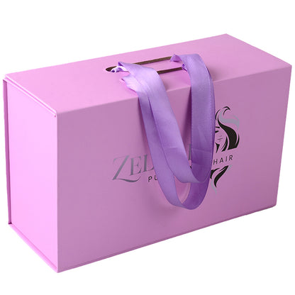 Luxury Braids Wig Set with Ribbon Custom logo Magnetic Folding Gift Paper Hair Extension Packaging Box Wig Box