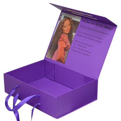 Custom Logo Luxury Ribbon Hair Extensions Box Wig Packaging Magnetic Box
