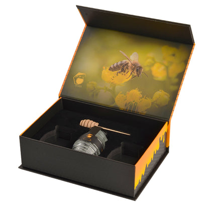 Luxury Paper Cardboard Honey Jar Bottle Packaging Black Elegant Magnetic Honey Box
