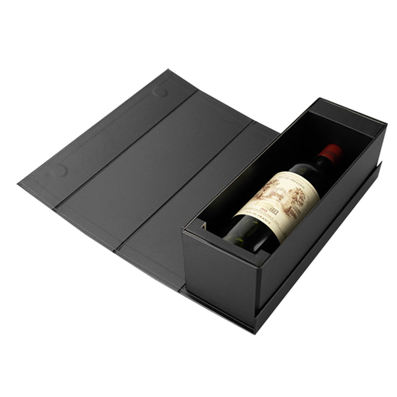 Folding Box Wine Magnetic Paper Luxury Custom Logo Black Red Stamping Foil Rigid Boxes Rectangle Paperboard Accept Custom Print