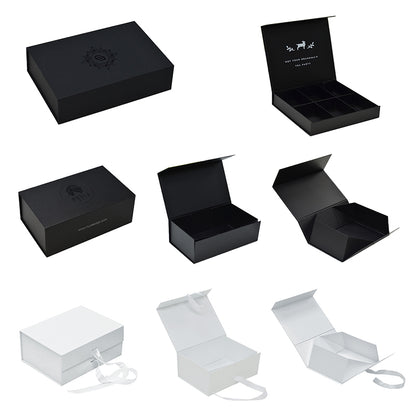 Custom Logo Printed Paper Rigid Cardboard Clothing Shoe Packaging Ribbon Magnetic Closure Folding Foldable Gift Boxes