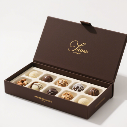 Custom Recyclable Compartment Chocolate Paper Box Multi-Slot Chocolate Packaging Box for Gift or Holiday Display Use
