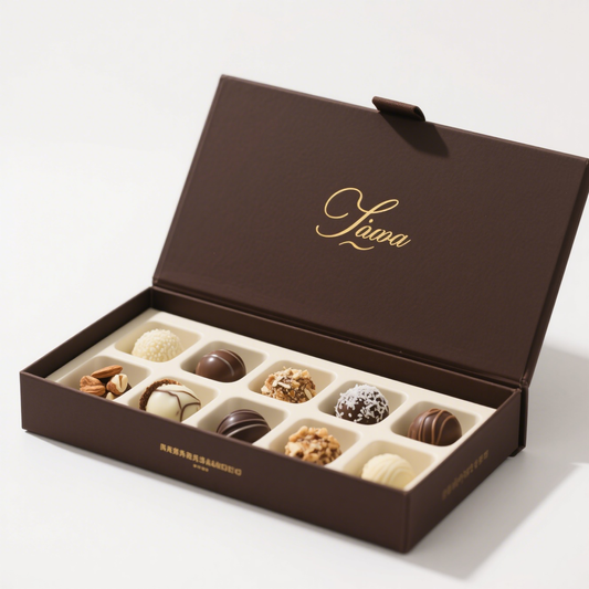 Custom Recyclable Compartment Chocolate Paper Box Multi-Slot Chocolate Packaging Box for Gift or Holiday Display Use